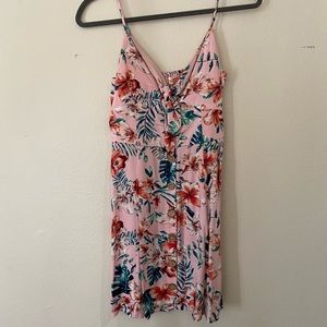 Pink floral mini dress